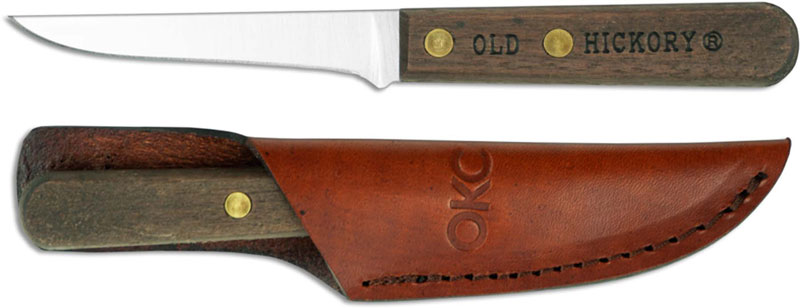 Old Hickory Mini Filet Knife 7028 - Carbon Steel Drop Fixed Blade Hardwood Handle - USA Made