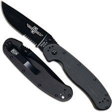 Ontario Knives Ontario RAT Model 1 Knife, Part Serrated Black Blade, QN-8847