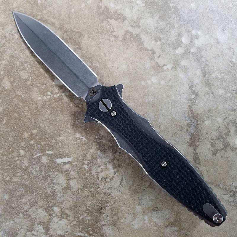 Rick Hinderer Maximus Knife 3.5 Inch Stonewash Double Edge Flipper
