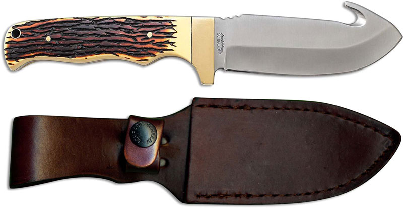 Uncle Henry 185UH Gut Hook Knife 4.25 Inch Fixed Blade Full Tang Staglon  Handle