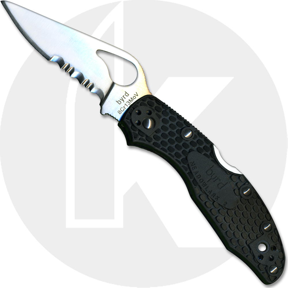 Spyderco Knives Spyderco Byrd Meadowlark2 FRN, Serrated, SP-BY04PSBK2