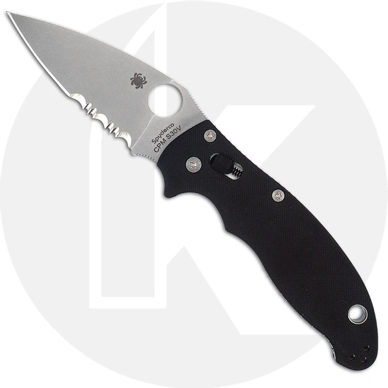Spyderco Manix2 Knife, Part Serrated, SP-C101GPS2