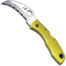 Spyderco Knives Spyderco Tasman Salt Knife, Yellow Handle Serrated, SP-C106SYL