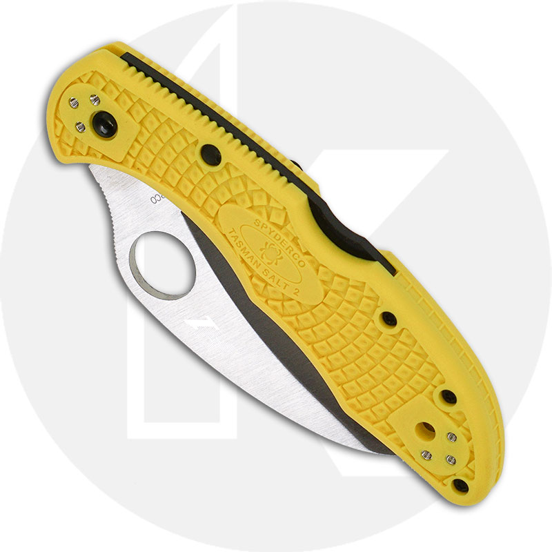 SPYDERCO NUMBERED Tasman Salt 2 Serr 100% Rustproof H-1 Bld Yellow FRN C106SYL2 