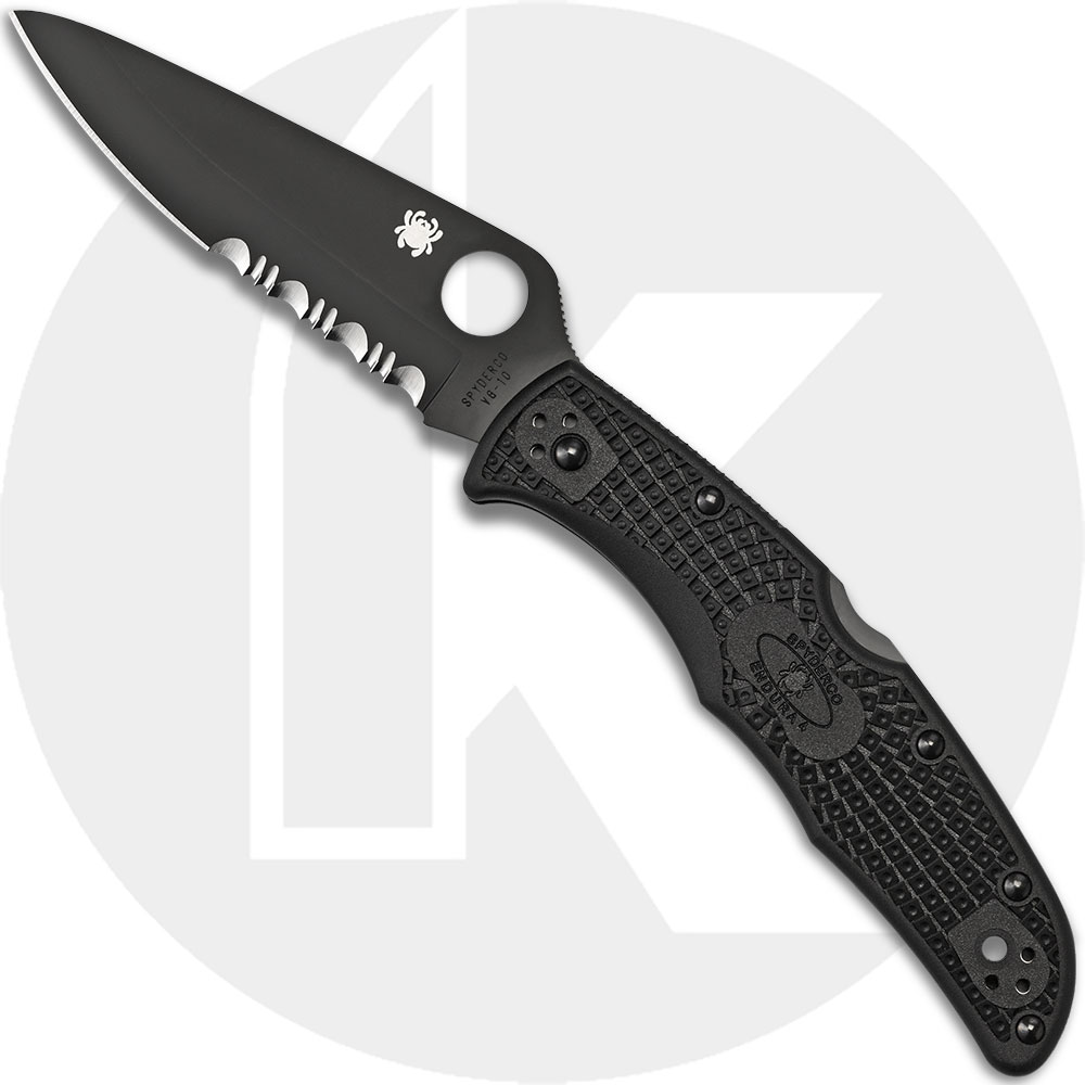 Spyderco Knives Spyderco Endura 4 Lightweight, Black Part Serrated, SP-C10PSBBK