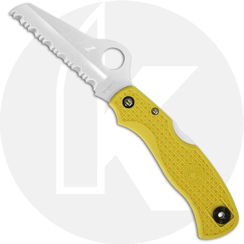 Spyderco Saver Salt 79mm - Serrated H-2 Sheepfoot - Yellow FRN