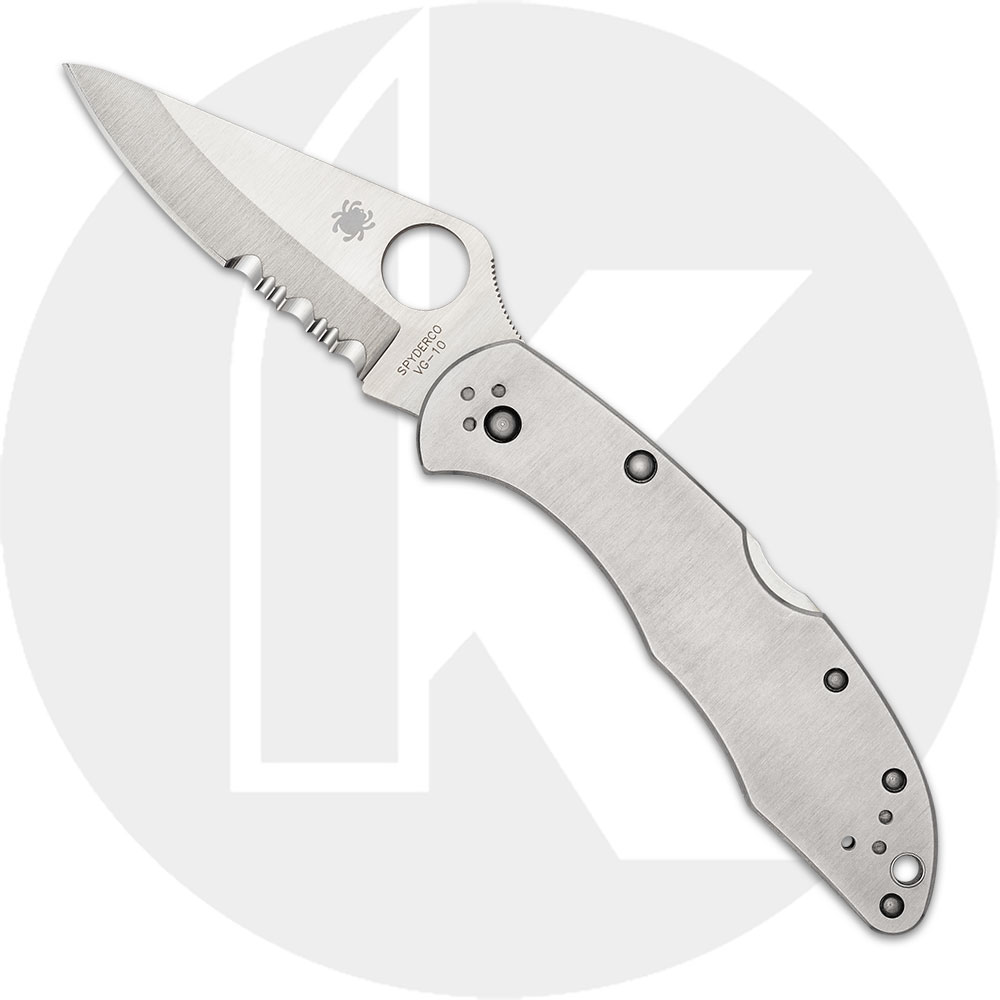Spyderco Delica 4 SS Knife, Part Serrated, SP-C11PS