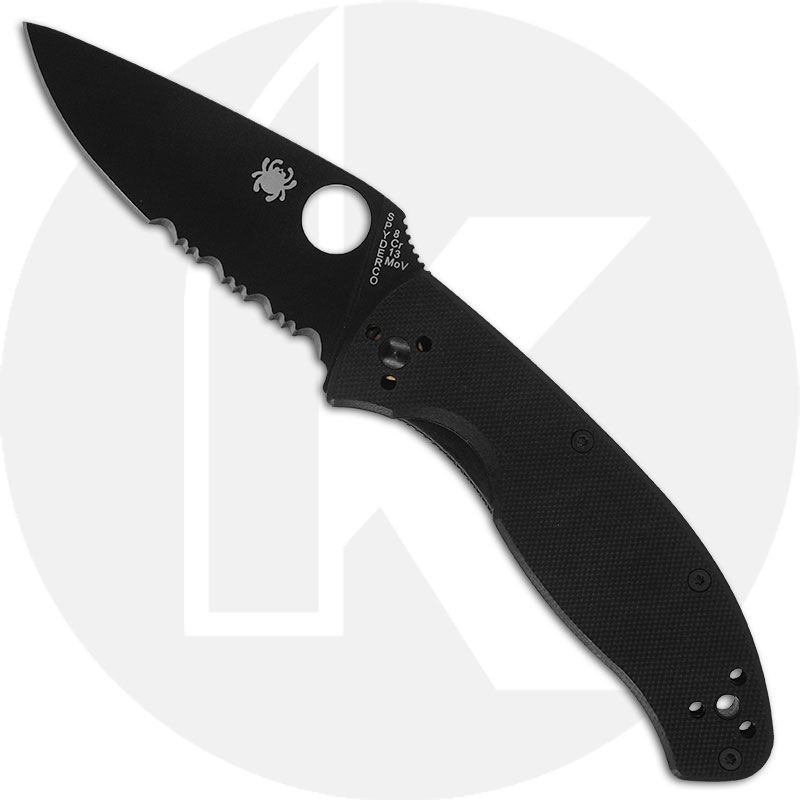 Spyderco Tenacious, Black Part Serrated, SP-C122GBBKPS