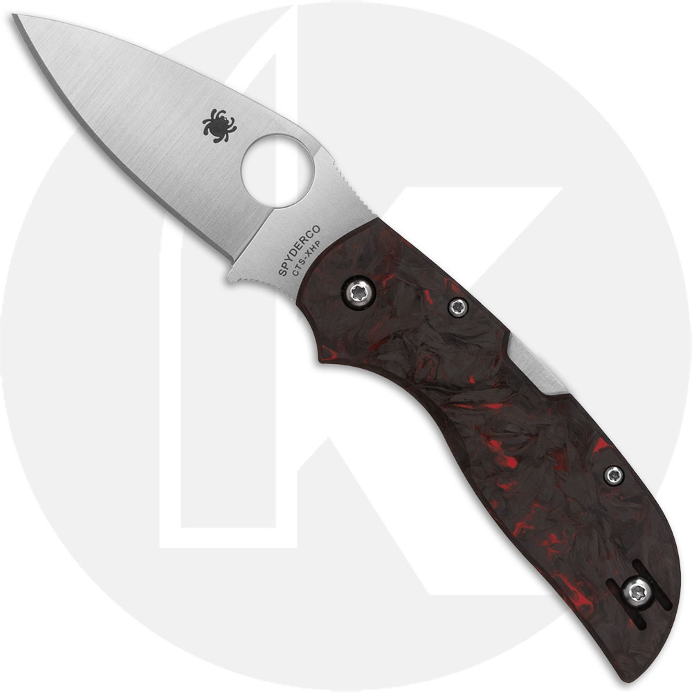 Spyderco Chaparral C152CFRDP Knife - Satin CTS XHP Leaf - Red Fatcarbon Carbon Fiber