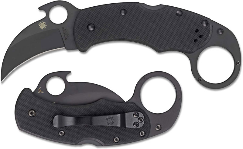 Spyderco C170GBBKP Karahawk Knife, 2.35 Inch Black Hawkbill ...