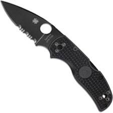 Spyderco Native 5 FRN Knife, Black Part Serrated, SP-C41PSBBK5