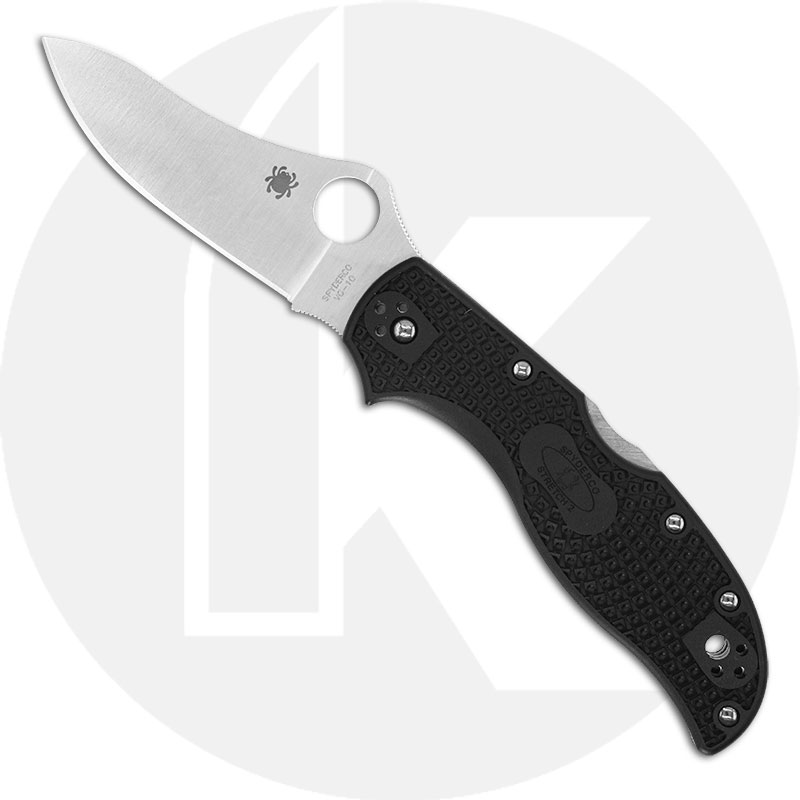 Spyderco C90PBK2 Stretch 2 Knife, 3.45 Inch VG10 Skinner Style Blade, Black FRN Handle