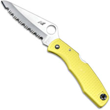 Spyderco Pacific Salt Knife, Yellow Handle Serrated, SP-C91SYL
