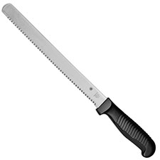 Spyderco K01SBK Bread Knife, 10.24 Inch Serrated Stainless Steel Blade, Stepped Black Polypropylene Handle