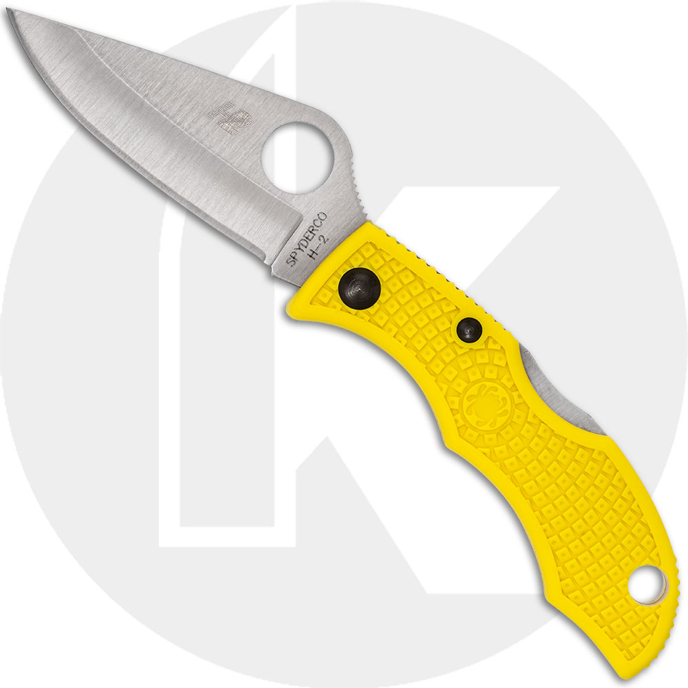 Spyderco Ladybug 3 Salt LYLP3 Knife - H-2 Clip Point - Yellow FRN