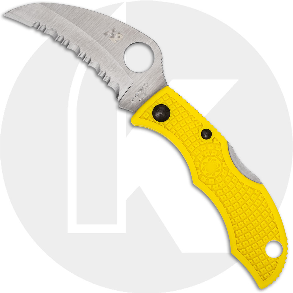 Spyderco Ladybug 3 Salt LYLS3HB Knife - Serrated H-2 Hawkbill - Yellow FRN