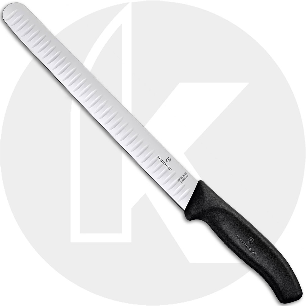 Victorinox Swiss Classic Slicer 6.8223.25 Knife - 10.25-Inch Fluted Granton - Black TPE