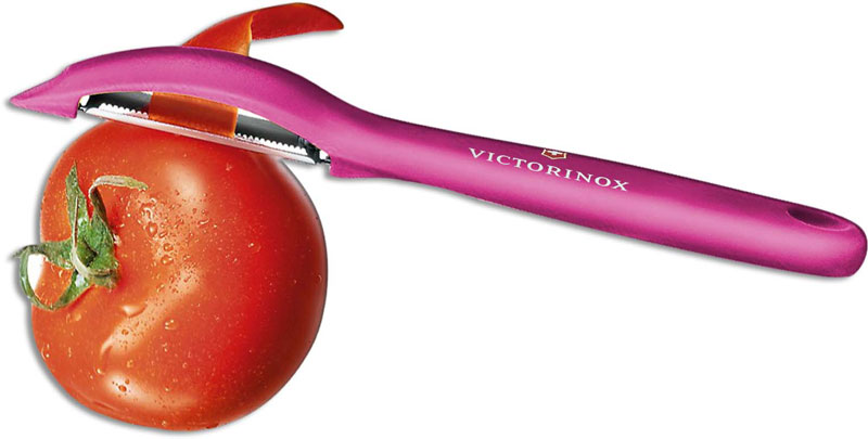 Victorinox 7.6075.5 Universal Peeler Pivoting Serrated Head Pink