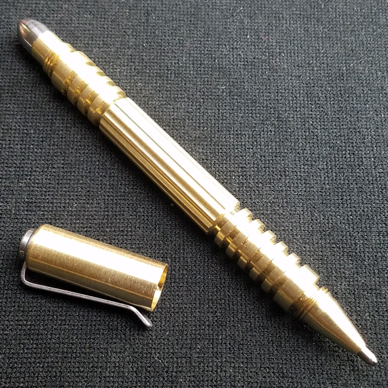 Rick Hinderer Investigator Pen Brass Compact Tactical Pen USA Made