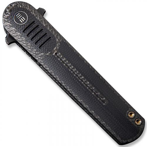 WE Knife Company 2002C Angst - Justin Lundquist EDC - Black Stonewash Dagger - Twill Carbon Fiber with Black G10 - Liner Lock Fl