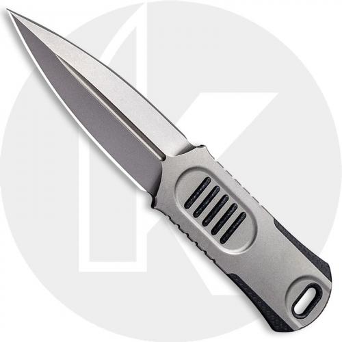 WE Knife Company 2017D OSS Dagger - Justin Lundquist EDC - Stonewash 20CV - Double Edge Fixed Blade Dagger - Stonewash Stainless Steel and Black G10 - Kydex Sheath