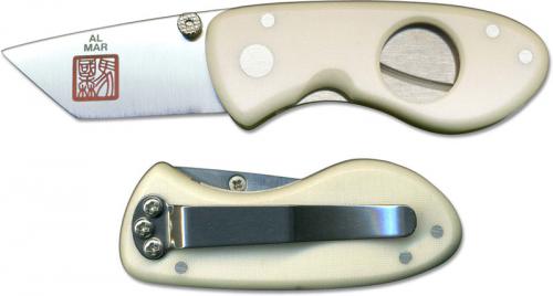 Al Mar Havana Clipper HCWM1 - Cigar Cutter - White Micarta - DISCONTINUED ITEM - OLD NEW STOCK - SERIAL NUMBERED - MADE IN JAPAN