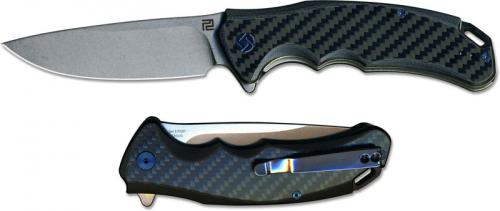 Artisan Tradition Knife 1702P-CF Stonewash S35VN Drop Point Carbon Fiber Liner Lock Flipper Folder