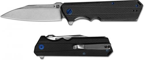 Artisan Littoral Knife 1703P-BK Stonewash D2 Modified Drop Point Black G10 Liner Lock Flipper Folder