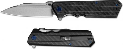 Artisan Littoral Knife 1703P-CF Stonewash S35VN Modified Drop Point Carbon Fiber Liner Lock Flipper Folder