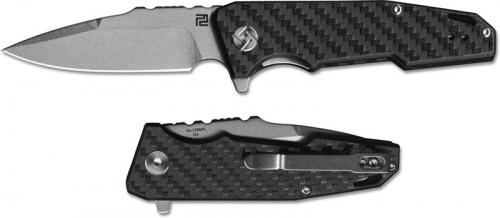 Artisan Predator Knife 1706PS-CF Small Stonewash D2 Spear Point Carbon Fiber Liner Lock Flipper Folder