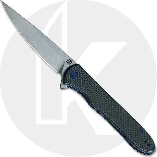 Artisan Shark Knife 1707P-BK Stonewash D2 Drop Point Black G10 Liner Lock Flipper Folder