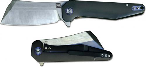 Artisan Osprey Knife 1803G-BKM Satin M390 Sheepfoot Black Titanium Frame Lock Flipper Folder