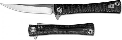 Artisan S Waistline Knife 1805G-BKM Satin M390 Trailing Point Black Titanium Frame Lock Flipper Folder
