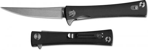 Artisan S Waistline Knife 1805P-BKC Stonewash D2 Trailing Point Black G10 Liner Lock Flipper Folder