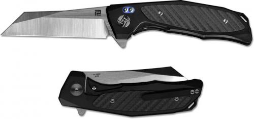 Artisan Falcon Knife 1809G-BKM M390 Reverse Tanto Black Titanium with Carbon Fiber Frame Lock Flipper Folder