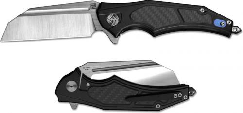 Artisan Apache 1813G-BKM M390 Modified Wharncliffe Knife Black Titanium with Carbon Fiber Frame Lock Flipper Folder