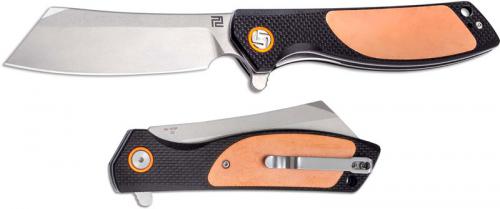 Artisan Limited Edition Tomahawk Knife 1815P-CG2 - Black G10 and Copper - Stonewash D2 Reverse Tanto
