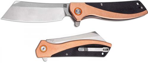 Artisan Limited Edition Tomahawk Knife 1815P-CG5 - Black G10 and Copper - Stonewash D2 Reverse Tanto