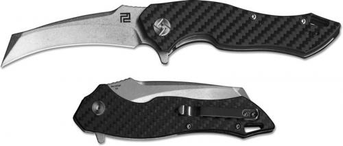Artisan Eagle Knife 1816P-CF Stonewash D2 Modified Hawkbill Carbon Fiber Liner Lock Flipper Folder