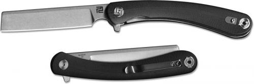 Artisan Orthodox Knife 1817P-BKC Stonewash D2 Razor Style Blade Black G10 Liner Lock Flipper Folder