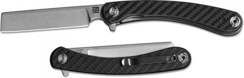 Artisan Orthodox Knife 1817P-CF Stonewash D2 Razor Style Blade Carbon Fiber Liner Lock Flipper Folder
