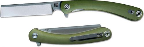 Artisan Orthodox Knife 1817P-GNC Stonewash D2 Razor Style Blade Green G10 Liner Lock Flipper Folder