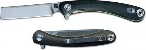 Artisan Orthodox Knife 1817PS-BKC Small Stonewash D2 Razor Style Blade Black G10 Liner Lock Flipper Folder