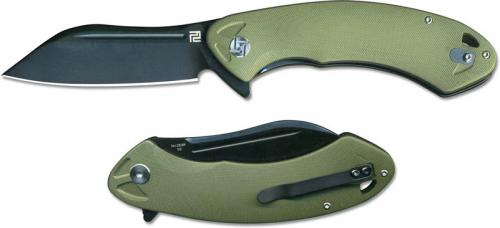 Artisan Immortal Knife 1818P-BGNC Black D2 Modified Drop Point Green G10 Liner Lock Flipper Folder