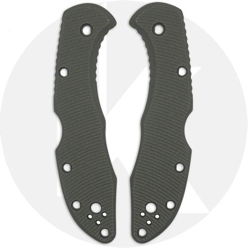 AWT Spyderco Delica Custom Aluminum Scales - Aggressive Agent Series - Exclusive Panzer Green Cerakote