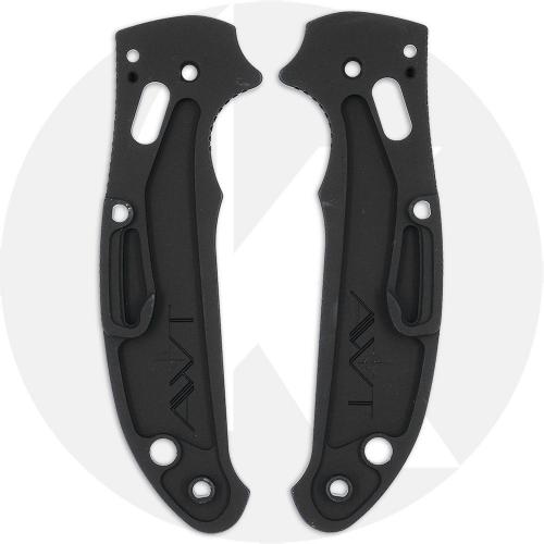 AWT Aluminum Scales for Spyderco Manix 2 Lightweight Knife - Aggressive Agent - Linerless - Black Type III Hard Coat