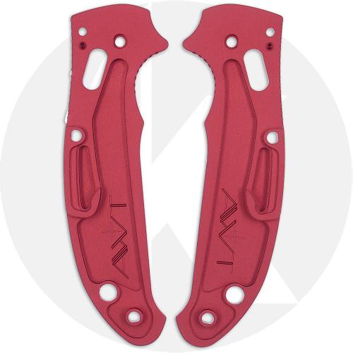 AWT Aluminum Scales for Spyderco Manix 2 Lightweight Knife - Aggressive Agent - Linerless - Weathered Red Type II Anodized