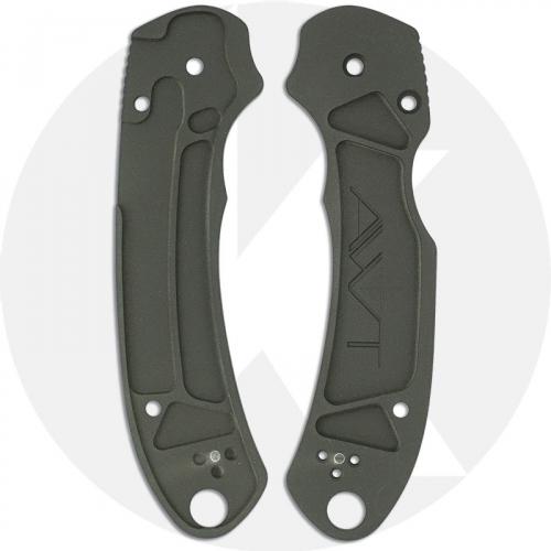 AWT Spyderco Para 3 Custom Aluminum Scales - SKINNY Agent Series - Clip Side Liner Delete - Cerakote - Panzer Green KP Exclusive