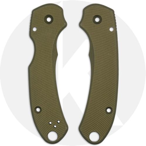 AWT Spyderco Para 3 Custom Aluminum Scales - SKINNY Aggressive Agent - Clip Side Liner Delete - OD Green Anodized