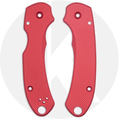 AWT Spyderco Para 3 Custom Aluminum Scales - SKINNY Aggressive Agent - Clip Side Liner Delete - Weathered Red Anodized